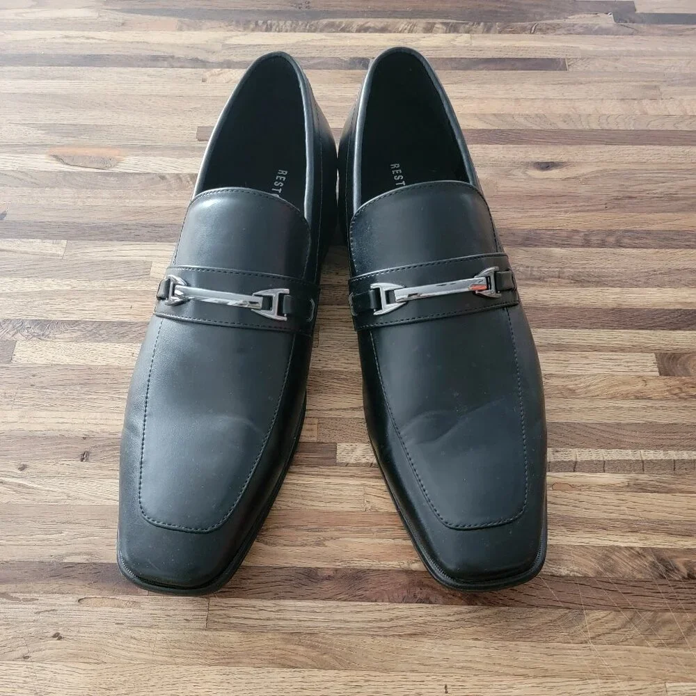 Restoration Matt - Men's Black Leather Dress Loafer Shoes